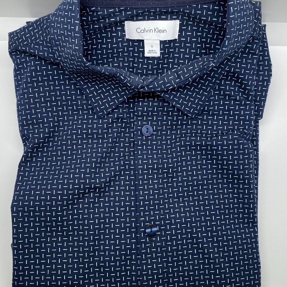 Calvin Klein Blue with White Details Casual Long-Sleeve Shirt